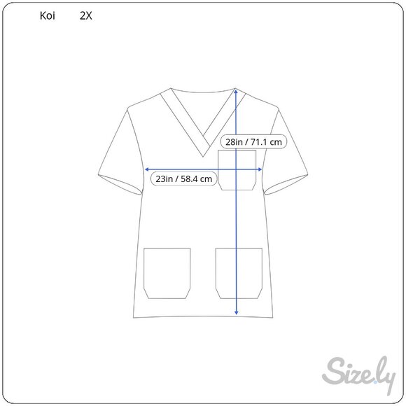 Koi Basics Katie Navy Blue Scrub Top Size 2X Style 374 Mock Wrap 4 Pockets - Picture 10 of 11